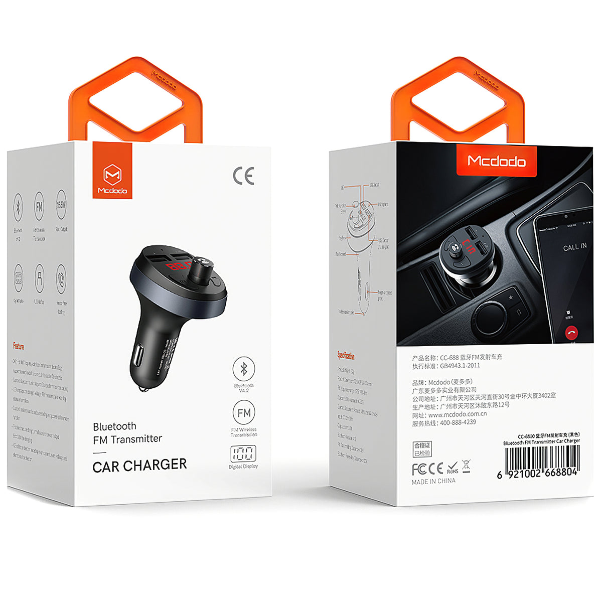 McDodo Bluetooth FM Modulator, 2 x USB-A
