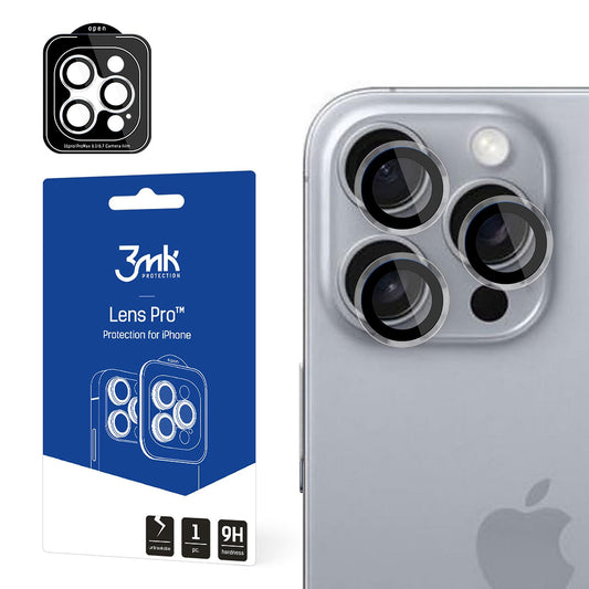 Προστατευτική μεμβράνη πίσω κάμερας 3MK Lens Pro για Apple iPhone 16 Pro Max / 16 Pro, Ασφαλισμένο γυαλί, Μαύρο
