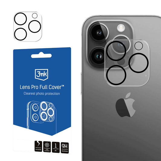 Προστατευτική μεμβράνη κάμερας πίσω 3MK Pro Full Cover για Apple iPhone 14 Pro, Ενισχυμένο γυαλί, Διαφανές