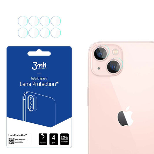 Προστατευτική μεμβράνη πίσω κάμερας 3MK Protection για Apple iPhone 14, ευέλικτο γυαλί, σετ 4 τεμαχίων, διαφανές