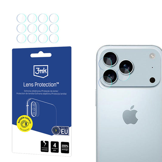 Προστατευτική Μεμβράνη Κάμερας Πίσω 3MK Protection για Apple iPhone 17 Pro Max, Εύκαμπτο Γυαλί, Σετ 4 τεμαχίων, Διαφανής