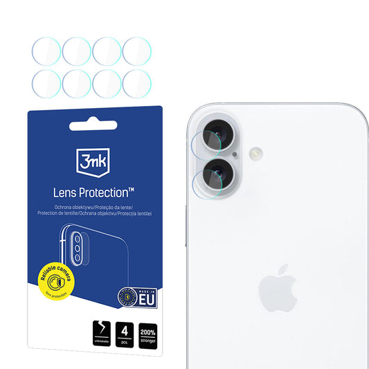 Προστατευτική Μεμβράνη Κάμερας Πίσω 3MK Protection για Apple iPhone 17, Εύκαμπτο Γυαλί, Σετ 4 τεμαχίων, Διαφανής
