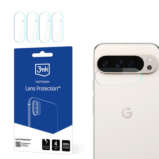 Προστατευτική μεμβράνη πίσω κάμερας 3MK Protection για Google Pixel 9 Pro XL, Ευέλικτο γυαλί, Σετ 4 τεμαχίων, Διαφανές