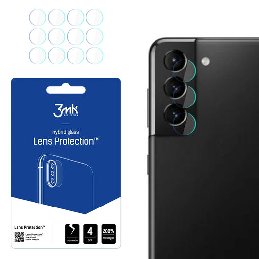 Προστατευτική μεμβράνη πίσω κάμερας 3MK Protection για Samsung Galaxy S21 5G G991, Ευέλικτο γυαλί, Σετ 4 τεμαχίων, Διαφανές