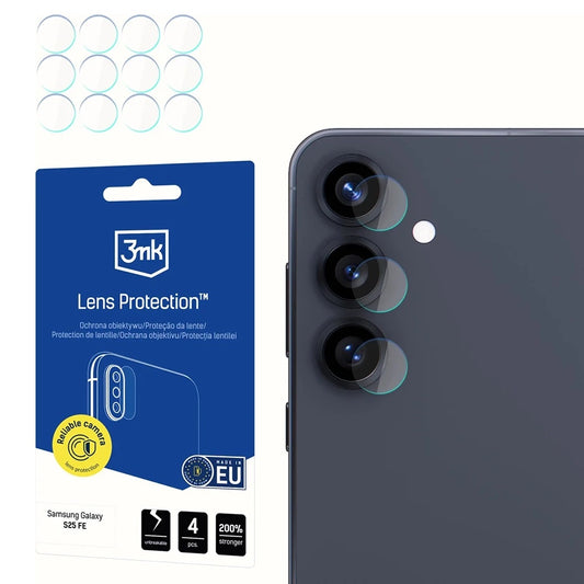 Προστατευτική Μεμβράνη Κάμερας Πίσω 3MK Protection για Samsung Galaxy S25 FE, Ενισχυμένο Γυαλί, Σετ 4 τεμαχίων, Διαφανής