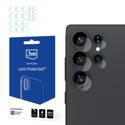 3MK Protection Rear Camera Protective Film for Samsung Galaxy S25 Ultra S938, Flexible Glass, Set of 4 Pieces, Transparent