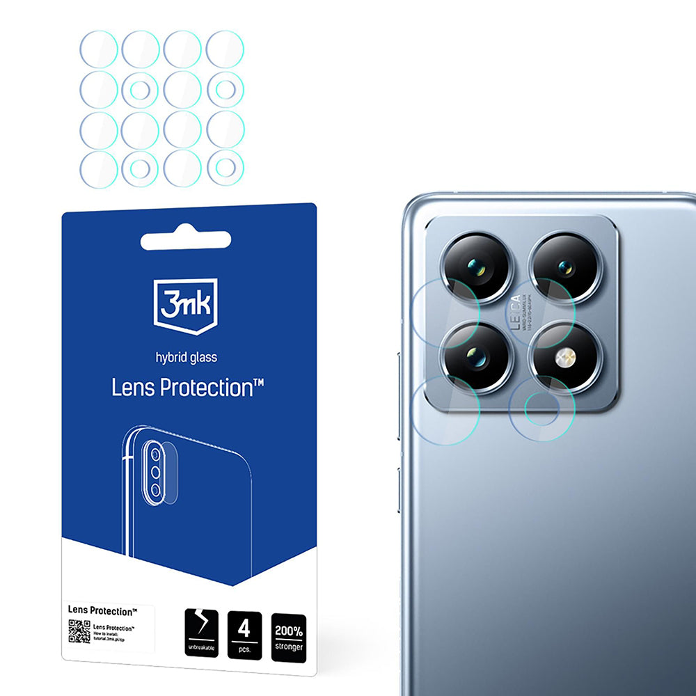 3MK Protection Rear Camera Protective Film for Xiaomi 14T Pro / 14T, Flexible Glass, Set of 4 Pieces, Transparent