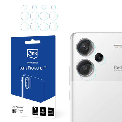 3MK Protection Rear Camera Protective Film for Xiaomi Redmi Note 13 Pro+, Flexible Glass, Set of 4 Pieces, Transparent
