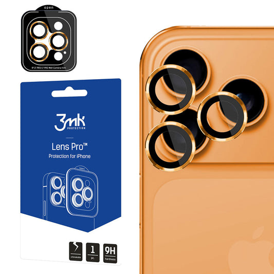 Προστατευτική Μεμβράνη Κάμερας Πίσω 3MK Protection Pro για Apple iPhone 17 Pro Max / 17 Pro, Ενισχυμένο Γυαλί, Πορτοκαλί
