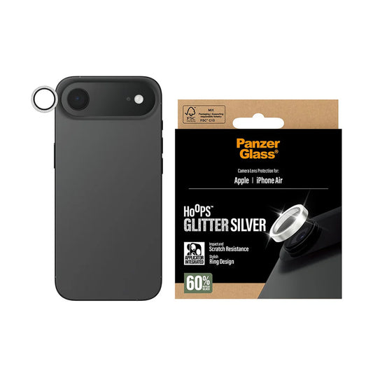 Προστατευτική Μεμβράνη Κάμερας Πίσω PanzerGlass Hoops Glitter για Apple iPhone 17 Air, Ενισχυμένο Γυαλί, Ασημί