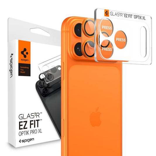 Προστατευτική Μεμβράνη Κάμερας Πίσω Spigen GlastR EZ FIT Optik Pro για Apple iPhone 17 Pro Max, Ενισχυμένο Γυαλί, Σετ 2 τεμαχίων, Πορτοκαλί AGL10650