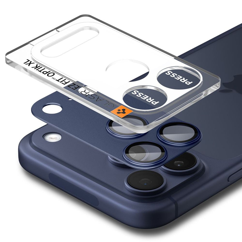 Spigen GlastR EZ FIT Optik Pro XL Rear Camera Protector for Apple iPhone 17 Pro Max, Tempered Glass, Blue AGL10651
