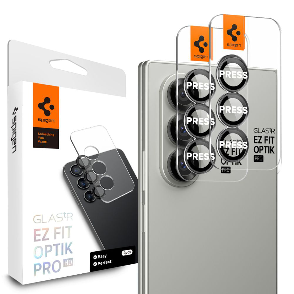 Spigen GlastR EZ FIT Optik Pro HD Rear Camera Protective Film for Samsung Galaxy Z Fold8 Ultra F976, Tempered Glass, Set of 2 pieces, Black