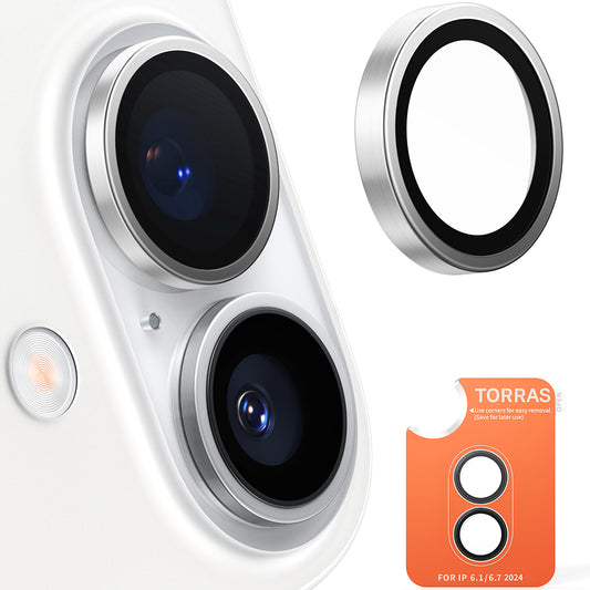 Προστατευτική Μεμβράνη Κάμερας Πίσω Torras Lensguard για Apple iPhone 16 Plus / 16, Ενισχυμένο Γυαλί, Μεταλλικό Γκρι