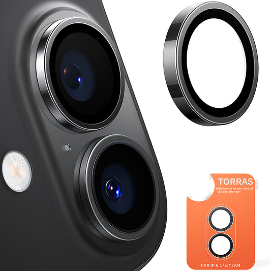 Προστατευτική Μεμβράνη Κάμερας Πίσω Torras Lensguard για Apple iPhone 16 Plus / 16, Ενισχυμένο Γυαλί, Μαύρη