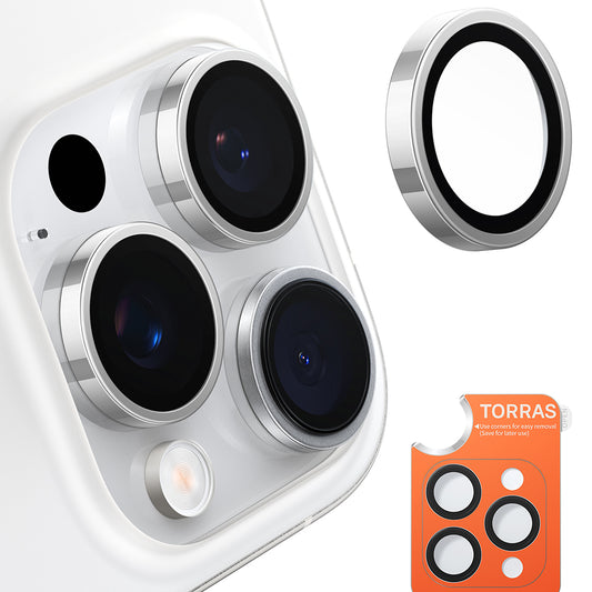 Προστατευτική μεμβράνη κάμερας πίσω Torras Lensguard για Apple iPhone 16 Pro Max / 16 Pro, Ασφαλισμένο γυαλί, Μεταλλικό γκρι