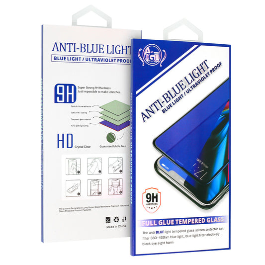 OEM Anti Blue Light Screen Protector for Apple iPhone 17e / 16e / 14 / 13 Pro, Tempered Glass, Full Glue, Black