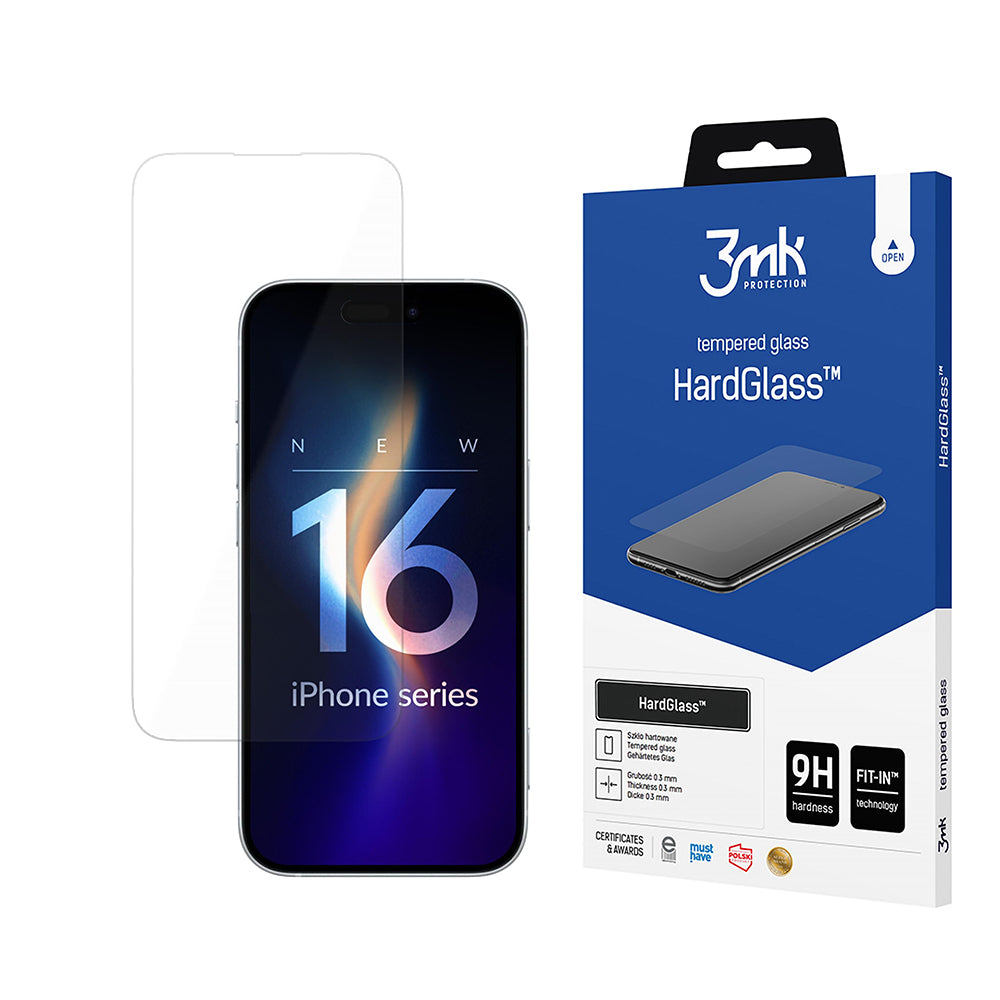 3MK HardGlass 2 Screen Protector for Apple iPhone 16 Pro Max, Tempered Glass, Full Glue