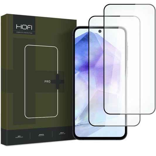 Προστατευτικό Φιλμ Οθόνης HOFI Glass PRO+ για Samsung Galaxy A55 5G A556 / A35 5G A356, Ενισχυμένο Γυαλί, Πλήρης Κόλληση, Σετ 2 τεμαχίων, 2.5D, Μαύρο