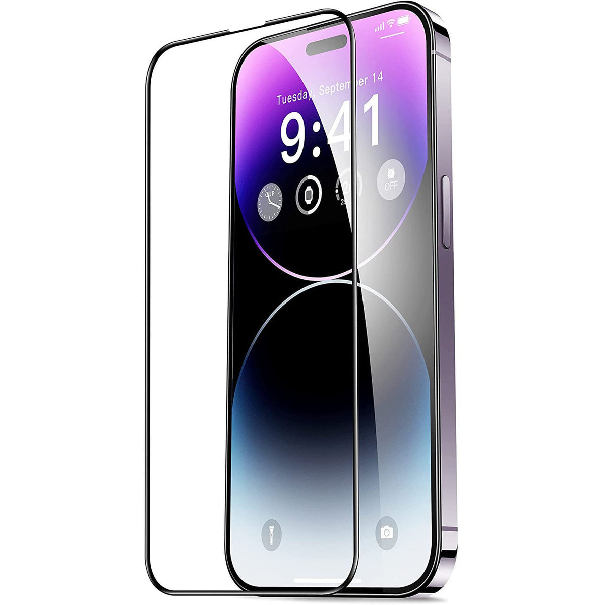 Veason PRO Screen Protector for Apple iPhone 14 Pro, Tempered Glass, Full Glue, 6D, Black