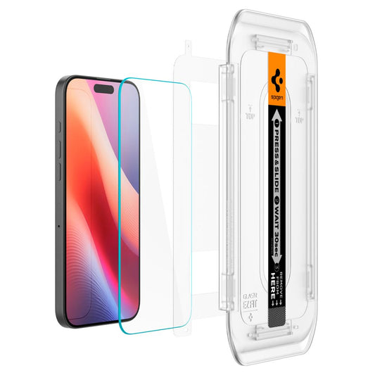 Προστατευτική μεμβράνη οθόνης Spigen GlastR EZ FIT για Apple iPhone 18 Pro / 17 Pro / 17 / 16 Pro, Ασφαλισμένο γυαλί, Πλήρης κόλλα, Σετ 2 τεμαχίων AGL07928