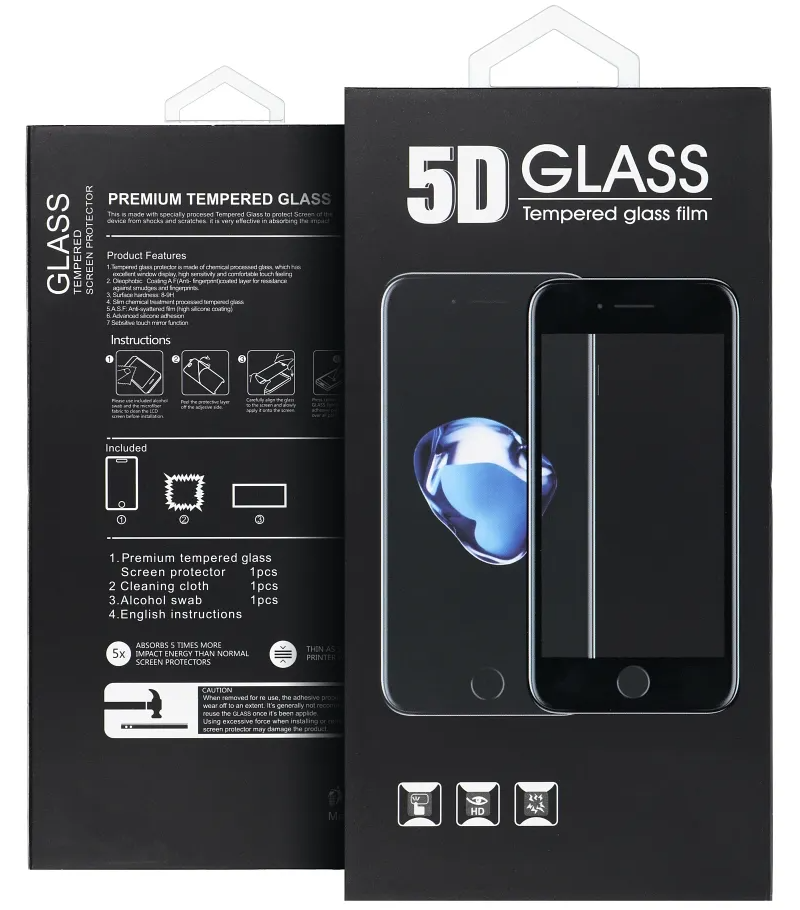OEM Screen Protector Film for Xiaomi Redmi Note 15 Pro 5G, Tempered Glass, Full Glue, 5D, Black