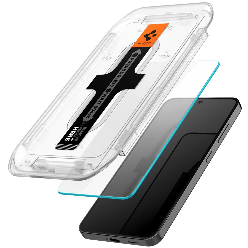 Προστατευτική μεμβράνη οθόνης Spigen GlastR EZ FIT για Samsung Galaxy S25 S931 / S24 S921, Ασφαλισμένο γυαλί, Πλήρης κόλλα, Σετ 2 τεμαχίων AGL07440