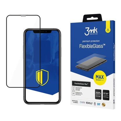 3MK FlexibleGlass Max Screen Protector for Apple iPhone 11 / XR, Flexible Glass, Full Glue, Black