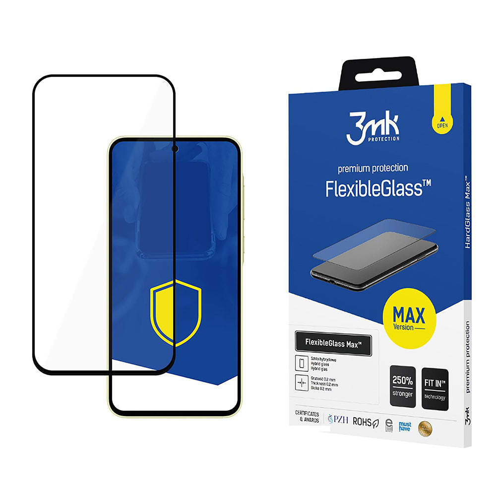 Προστατευτική μεμβράνη οθόνης 3MK FlexibleGlass Max για Samsung Galaxy A35 5G A356, Ευέλικτο Γυαλί, Πλήρης Κόλλα, Μαύρο