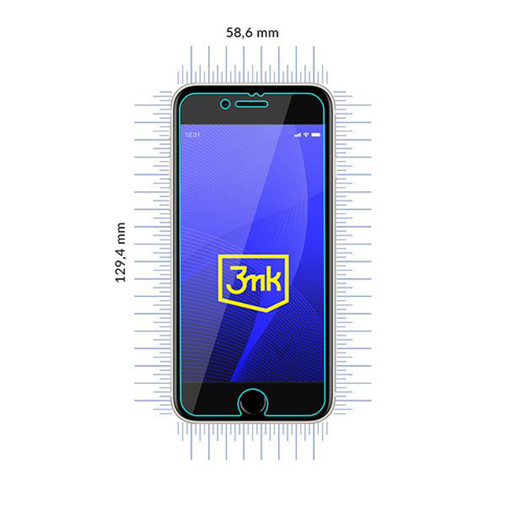 3MK FlexibleGlass Screen Protector for Apple iPhone SE (2022) / SE (2020) / 8 / 7, Flexible Glass, Full Glue