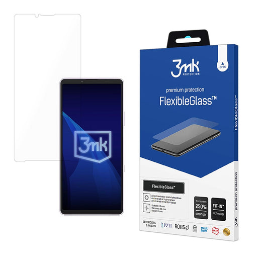Προστατευτική μεμβράνη οθόνης 3MK FlexibleGlass για Sony Xperia 10 VIII, Ευέλικτο Γυαλί, Πλήρης Κόλλα