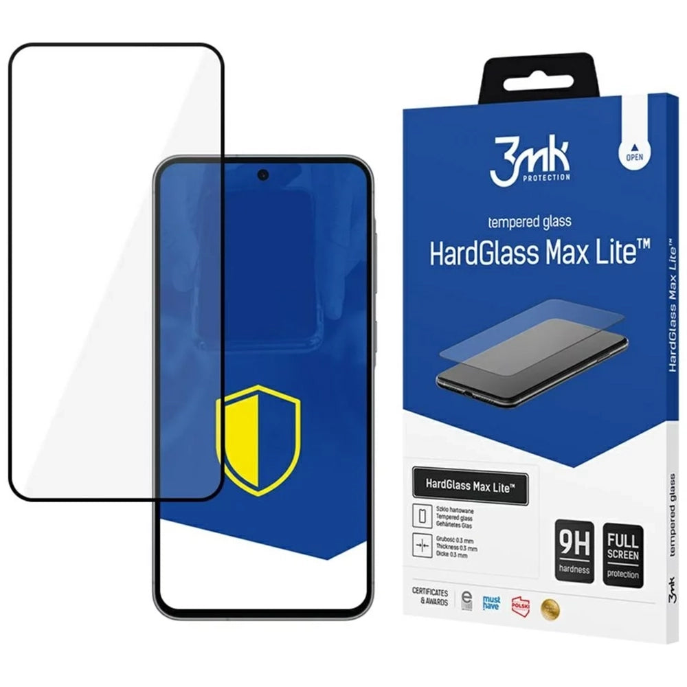 Προστατευτική μεμβράνη οθόνης 3MK HardGlass Max Lite για Samsung Galaxy A56 A566 / A36 A366, Ασφαλισμένο γυαλί, Πλήρης κόλλα, Μαύρο