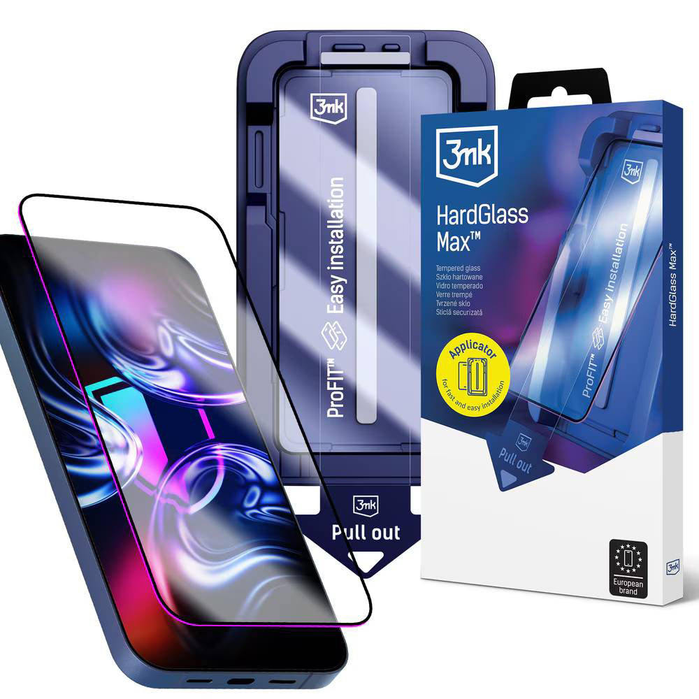 3MK HardGlass Max Screen Protector for Apple iPhone 18 Pro Max / 17 Pro Max, Tempered Glass, Full Glue, Black