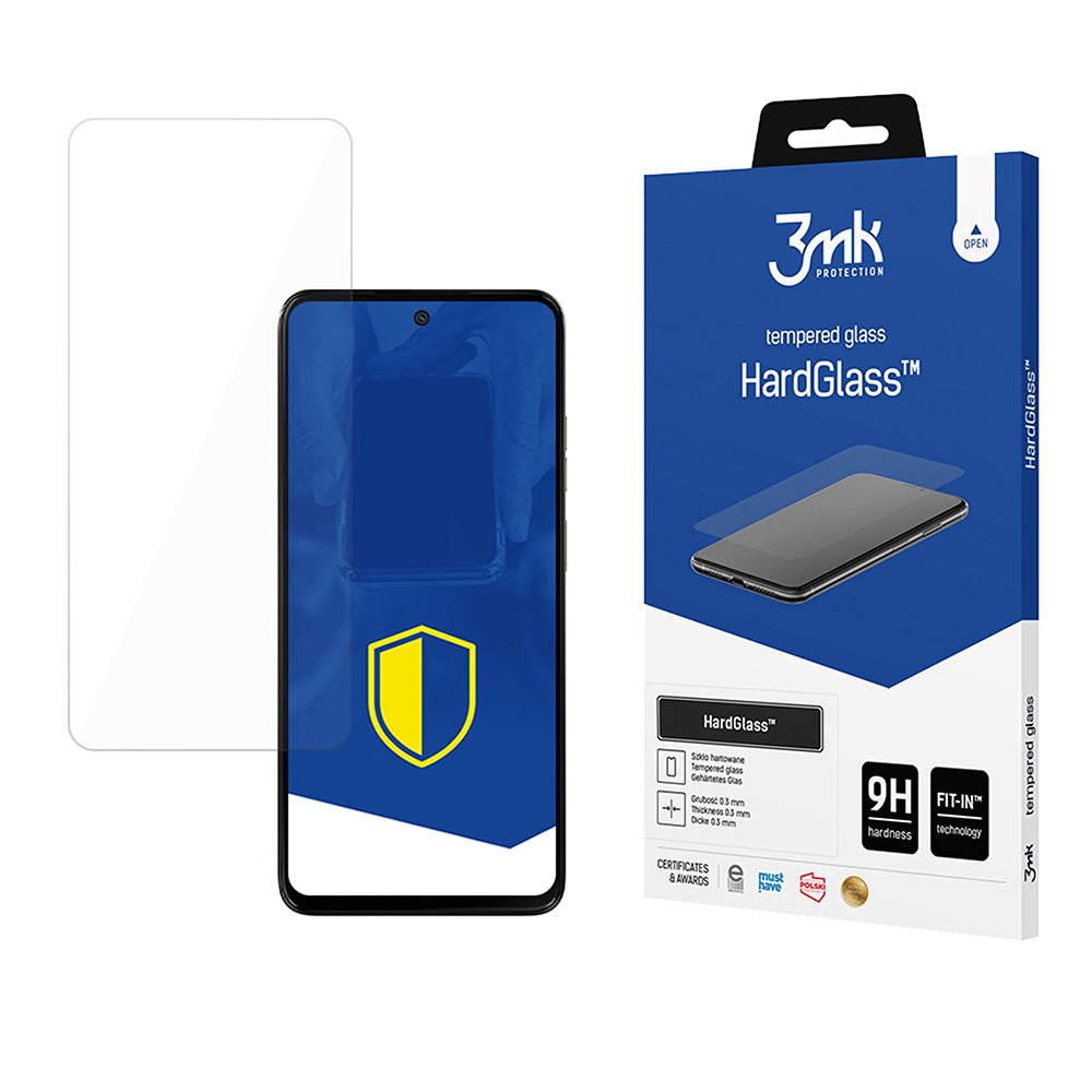 Προστατευτική μεμβράνη οθόνης 3MK HardGlass για Motorola Moto G15 / G15 Power / E15 / G05, Ασφαλισμένο γυαλί, Πλήρης κόλλα