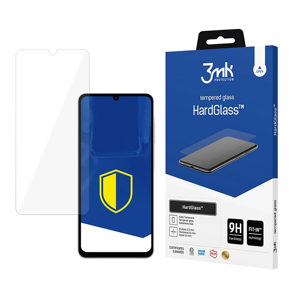 Προστατευτική μεμβράνη οθόνης 3MK HardGlass για Samsung Galaxy A07 4G A075, Ασφαλισμένο γυαλί, Πλήρης κόλλα