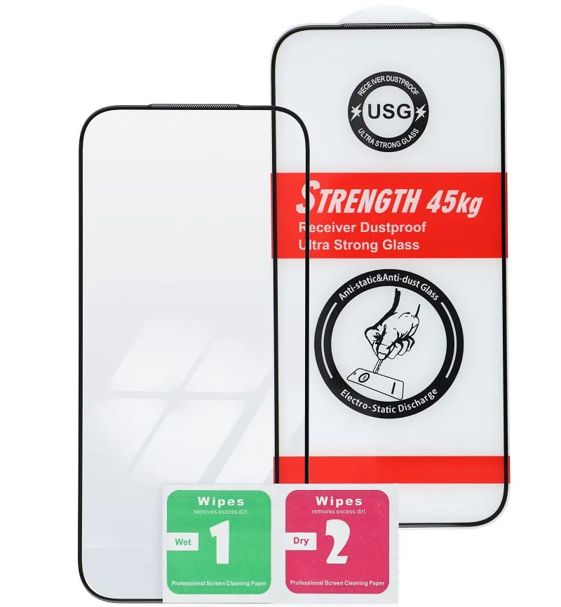 OEM Ultra Strong 45KG Screen Protector for Apple iPhone 11 Pro Max, Tempered Glass, Full Glue, 2.5D, Black