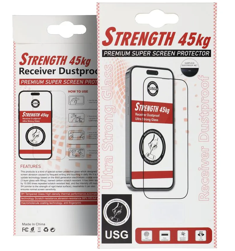 OEM Ultra Strong 45KG Screen Protector for Apple iPhone 12 Pro Max, Tempered Glass, Full Glue, 2.5D, Black