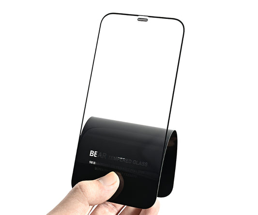 Bear HD Screen Protector for Apple iPhone 15, Tempered Glass, Full Glue, Black