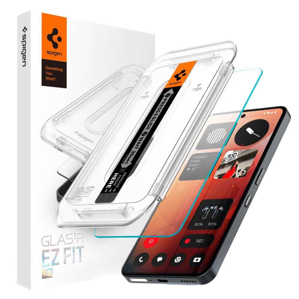 Clear Spigen GlastR EZ FIT Screen Protector for Nothing Phone (3a) / Phone (3a) Pro, Tempered Glass, Full Glue AGL09429