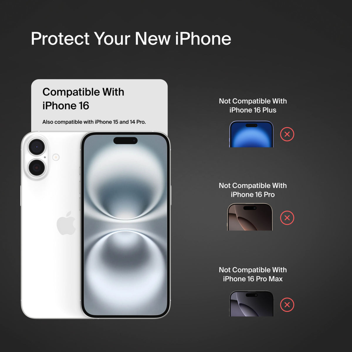 Belkin ScreenForce TemperedGlass Screen Protector for Apple iPhone 16 / 15 / 14 Pro, Tempered Glass, Full Glue OVA135zz