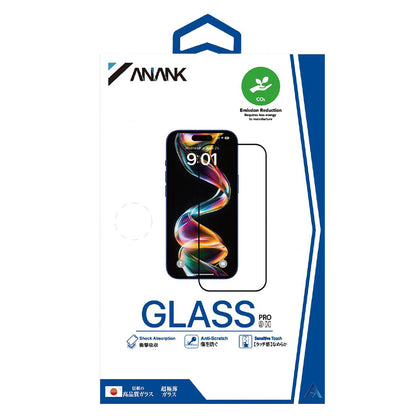 Anank 1X Reinforced Screen Protector for Apple iPhone 16 Pro, Tempered Glass, Full Glue, 2.5D, Black