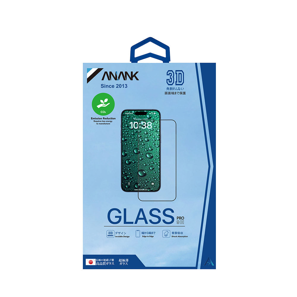 Anank 3X Reinforced Invisible Screen Protector for Apple iPhone 16 Pro, Tempered Glass, Full Glue, 3D, Black
