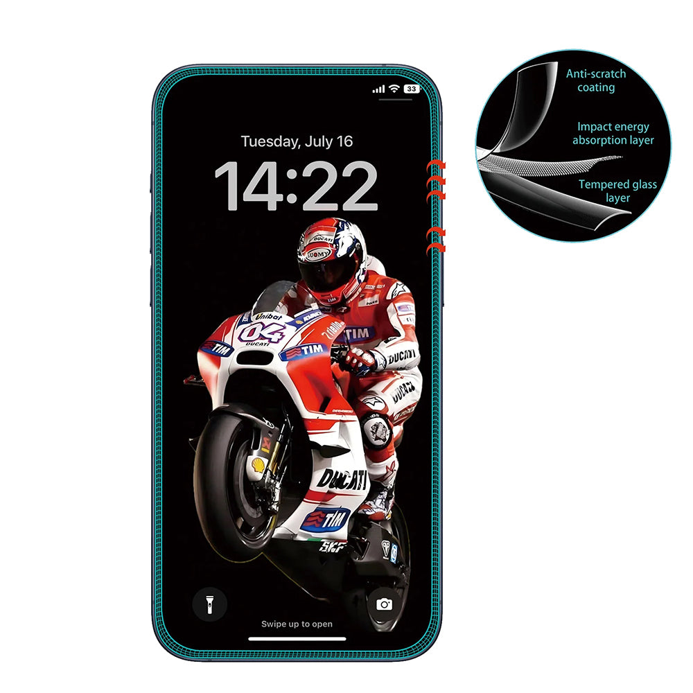 Anank 3X Reinforced Screen Protector for Apple iPhone 15 Pro Max, Tempered Glass, Full Glue, 3D, Black
