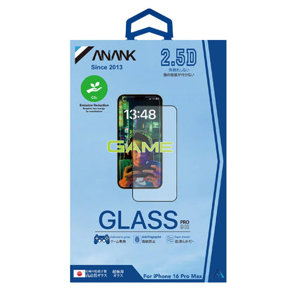 Anank Anti-Fingerprint Screen Protector Film for Apple iPhone 14 Pro Max, Tempered Glass, Full Glue, 2.5D, Black