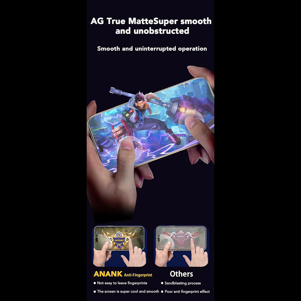Anank Anti-Fingerprint Screen Protector Film for Apple iPhone 15, Tempered Glass, Full Glue, 2.5D, Black
