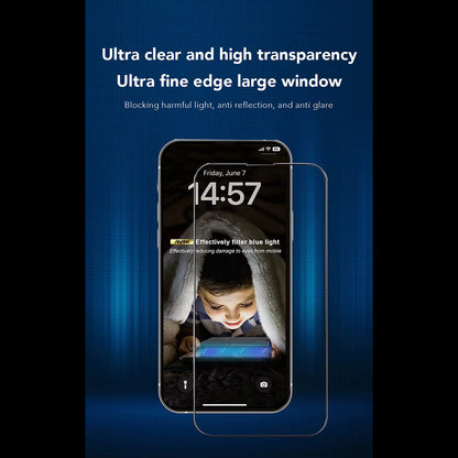 Anank 3X Reinforced Anti Blue Light Screen Protector for Apple iPhone 16 Pro, Tempered Glass, Full Glue, 2.5D, Black