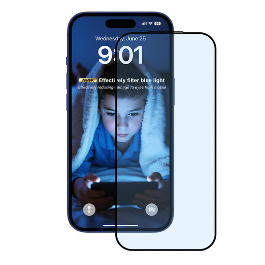Προστατευτική Μεμβράνη Οθόνης Anti Blue Light Anank 5X Reinforced για Apple iPhone 17 Pro, Ενισχυμένο Γυαλί, Full Glue, 2.5D, Μαύρη