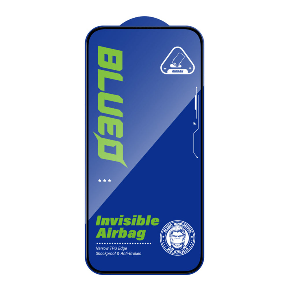 Blueo Anti-Broken Screen Protector Film for Apple iPhone 16 / 15 / 14 Pro, Tempered Glass, Full Glue, Black