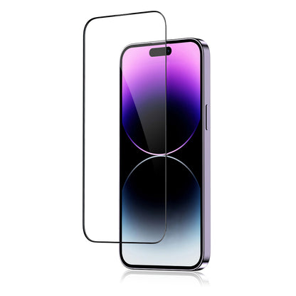 Blueo Anti-Broken Screen Protector Film for Apple iPhone 16 / 15 / 14 Pro, Tempered Glass, Full Glue, Black