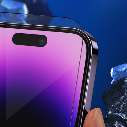 Blueo Anti-Broken Screen Protector Film for Apple iPhone 16 / 15 / 14 Pro, Tempered Glass, Full Glue, Black